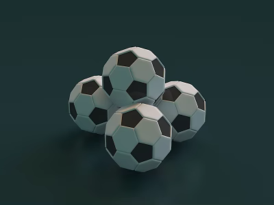 Sports Equipment Featuring Four Stacked Classic Black And White Footballs 3d model