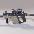 Tactical Rifle With Black And Green Design Scope Attachment And Ergonomic Grip