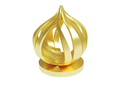 Modern Golden Artistic Hollow Onion Shaped Sculpture With Circular Base 3d model