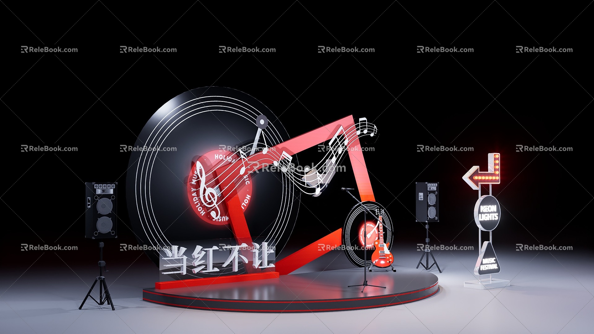 Outdoor small stage DP point photo area Meichen band stage 3d model