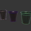 Three Black Metal Utility Buckets With Various Designs And Classic Shapes For Storage