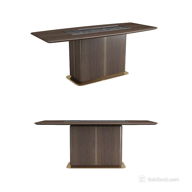 Modern Wooden Tea Table And Chairs With Smooth Rectangular Tabletop And Stylish Legs 3d model