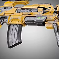 Yellow Tactical Assault Rifle with Scope Magazine and Ergonomic Grip Modern Military Weapon Design