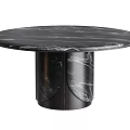 Modern Round Dining Table With Black Marble Top And Sleek Base Design 3d model