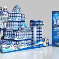 Harbin Beer Promotional Display With Stacked Cans And Advertising Stand