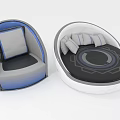 Modern Accent Chairs With Blue Gray White Design Circular Pattern Cushions Armrests 3d model