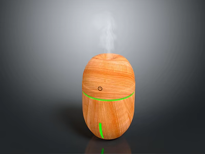 Wooden Oval Aromatherapy Diffuser With Mist Emitting And Green Indicator Light 3d model