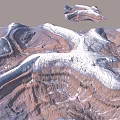 Garden Landscape Design Featuring Mountainous Terrain With Snow Covered Textured Surfaces