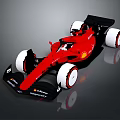Red Formula 1 Racing Car With Shell Logo Aerodynamic Body And White Wheels