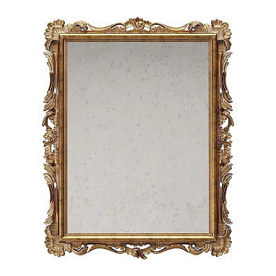 Elegant Vintage Gold Framed Mirror With Intricate Carvings And Classic Design 3d model