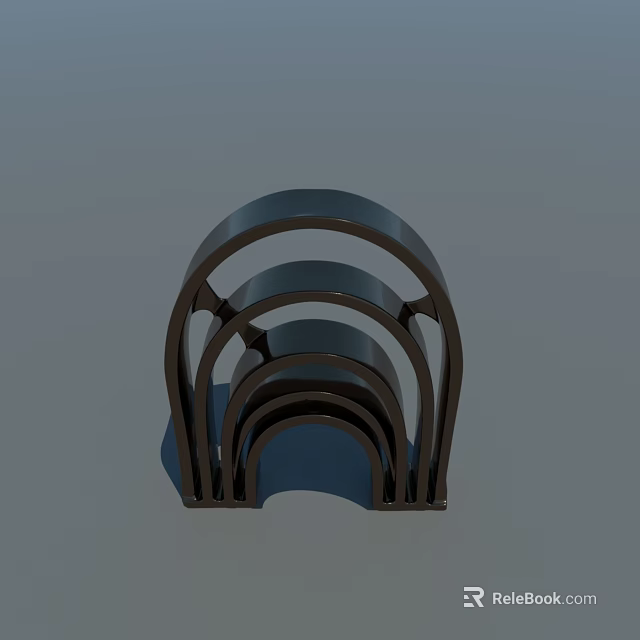 Modern Minimalist Black Arched Decorative Ornament Set With Stacked Curved Pieces 3d model 