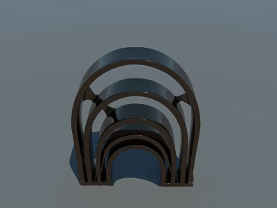 Modern Minimalist Black Arched Decorative Ornament Set With Stacked Curved Pieces 3d model