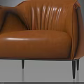 Orange Leather Armchair With Modern Design Black Legs And Stitching Details