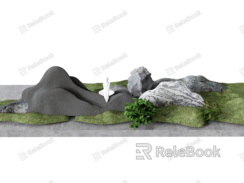 rockery stone plant model