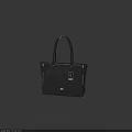 Black Leather Handbag with Stylish Tote Handles Metallic Lock and Side Zippers
