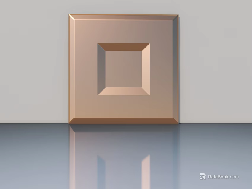 Modern Golden Swing Door With Square Panel Design For Interior Decoration 3d model 