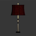 Modern Wooden Base Table Lamp With Red Lampshade And Golden Stand