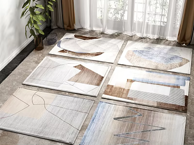 Modern square carpet abstract carpet combination 3d model