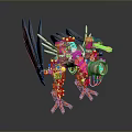 Mechanical Animal Character With Orange Black Wings And Blue Mechanical Legs