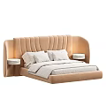 Modern Elegant Bed Design With Upholstered Headboard Bedside Tables And Light Bedding 3d model