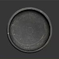 Hand Carved Black Clay Basin With Cracked Surface And Orange Rim