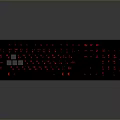 Black Full Size Keyboard with Red Backlit Keys and Numeric Keypad Layout 3d model