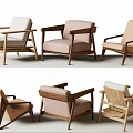 Stylish Leisure Chairs With Wooden Frames And Soft Neutral Colored Cushions