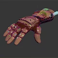 Advanced Bronze Mechanical Arm Device With Green Light Indicators And Leather Straps