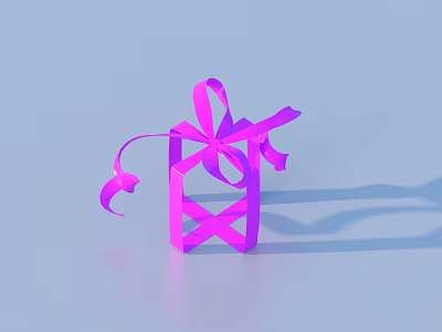 Pink Gift Box With Decorative Bow And Colorful Ribbon For Home Use 3d model