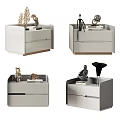 Modern Bedside Tables With Drawers Decorative Plants Statues Books And Vase