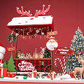 Festive Christmas Stall With Decorated Tree Reindeer Gifts And North Pole Sign 3d model