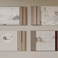 Traditional Chinese Landscape Wall Art Decor With Mountain Patterns And Frame Designs