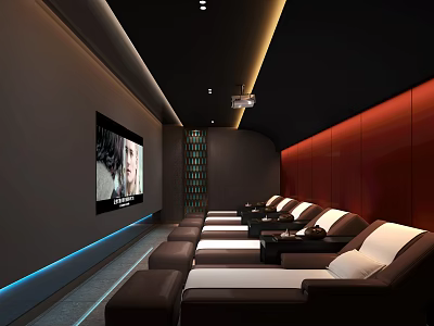 SPA Sauna Relaxation Space With Reclining Seats Large Screen And Ambient Lighting 3d model