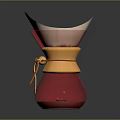 Red Glass Coffee Filter with Yellow Band and White Paper for Home Brewing