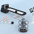 Complete Mini Bowling Sports Equipment Set With Lane Pins Balls Scoring Monitors And Rack