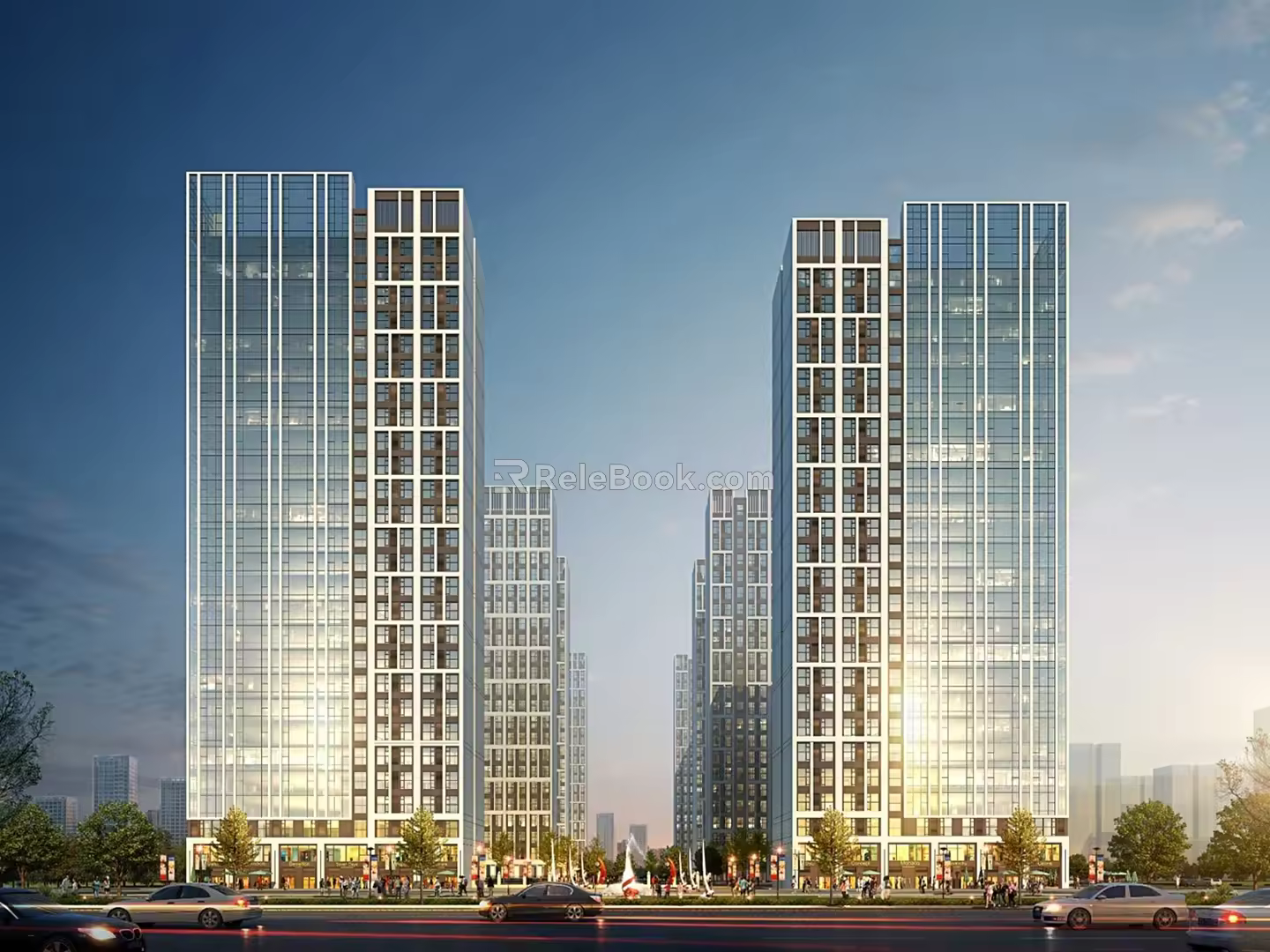 style high-rise apartment building su model 3d model