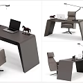 Modern Desk Setup With Laptop Table Lamp Horse Figurine And Chair