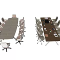 Modern Conference Table With White Chairs And Office Supplies In Modern Office Setting