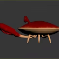 Cute Red Cartoon Aquatic Animal Crab With Big Eyes Red Claws And Light Colored Legs