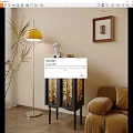 Modern Entryway Side Cabinet With Glass Doors Floor Lamp And Sculpture Decor