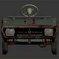Vintage Rusted Turquoise Open Top Toy Car With Steering Wheel