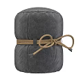 Gray Fabric Sofa Stool Featuring Jute Rope Knotted Design For Modern Decor