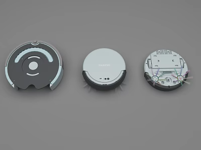 Three Different Robot Vacuum Cleaner Models For Home Use With Modern Design And Efficient Cleaning 3d model