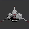 White and Red Sleek Spaceship 3D Model with Cockpit and Engine Details