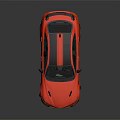 Red Sports Car With Black Stripes Rear Spoiler And Alloy Wheels