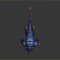 Blue And Purple Spiked Mythical Beast Character With Sharp Claws Horns And Spines