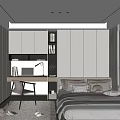 Minimalist Tatami Bedroom Interior Design With White Wardrobes Desk Window And Cozy Pillows