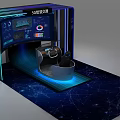 5G Intelligent Transportation Interactive Showcase With Data Screens Cockpit And Blue Lighting