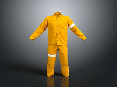 High Visibility Yellow Safety Coverall With White Reflective Strips For Daily Wear 3d model