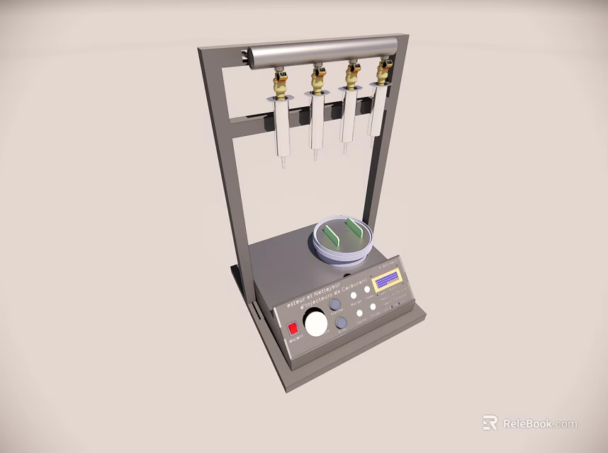 Industrial Laboratory Equipment With Metal Frame Vertical Tubes Circular Platform And Control Panel 3d model 